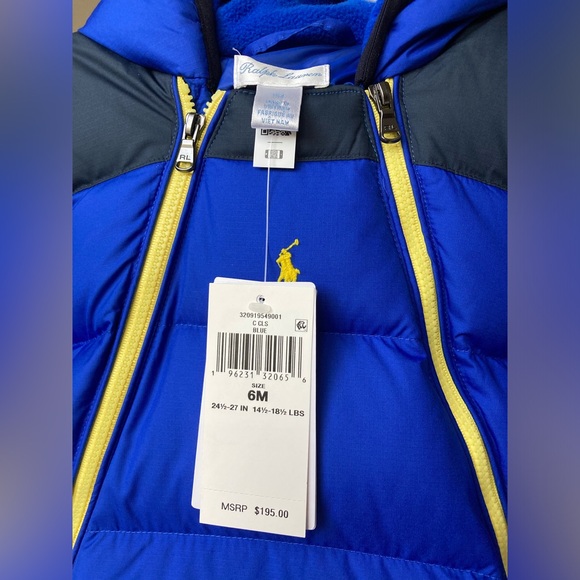 NWT POLO RALPH LAUREN BABY WATER-REPELLENT DOWN HOODED BUNTING - Picture 6 of 13